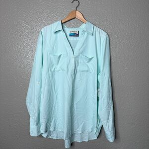 Magellan Womens Fish Gear Henley Beach Glass Size XXL 2X Classic Fit